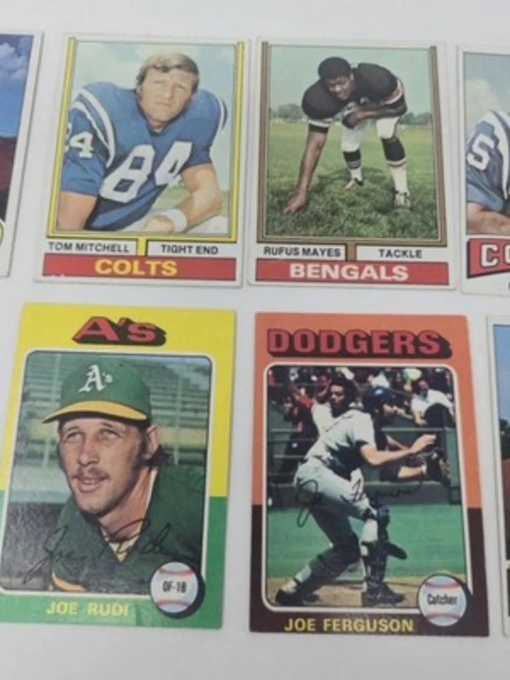 ​1975 Topps Vintage Card Lot (8) - Baseball & Football - Rudi, Fischer, Ferguson